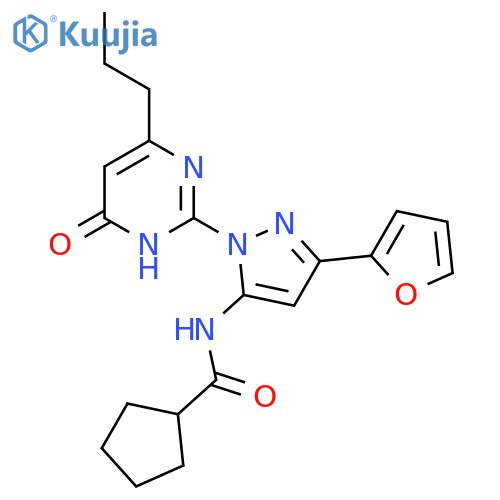 N-3-(furan-2-yl)-1-(6-oxo-4-propyl-1,6-dihydropyrimidin-2-yl)-1H-pyrazol-5-ylcyclopentanecarboxamide structure