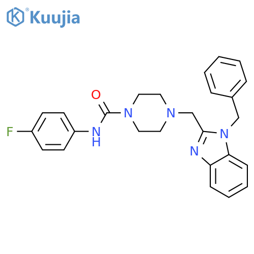 4-[(1-benzyl-1H-1,3-benzodiazol-2-yl)methyl]-N-(4-fluorophenyl)piperazine-1-carboxamide structure