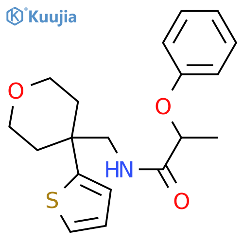 2-phenoxy-N-{4-(thiophen-2-yl)oxan-4-ylmethyl}propanamide structure
