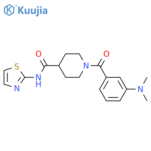 1-3-(dimethylamino)benzoyl-N-(1,3-thiazol-2-yl)piperidine-4-carboxamide structure