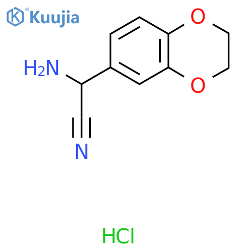 2-Amino-2-(2,3-dihydro-1,4-benzodioxin-6-yl)acetonitrile hydrochloride structure