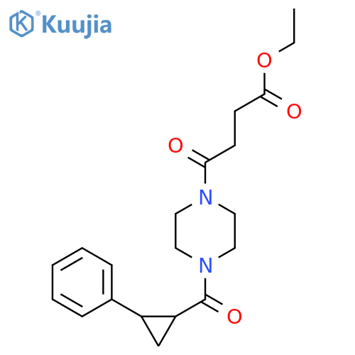 ethyl 4-oxo-4-4-(2-phenylcyclopropanecarbonyl)piperazin-1-ylbutanoate structure