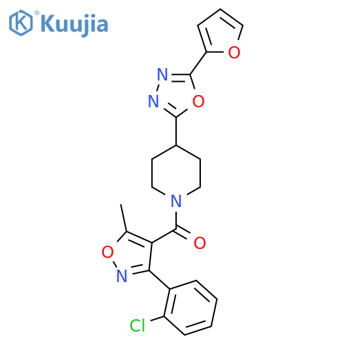1-3-(2-chlorophenyl)-5-methyl-1,2-oxazole-4-carbonyl-4-5-(furan-2-yl)-1,3,4-oxadiazol-2-ylpiperidine structure