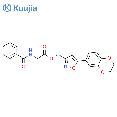 5-(2,3-dihydro-1,4-benzodioxin-6-yl)-1,2-oxazol-3-ylmethyl 2-(phenylformamido)acetate structure