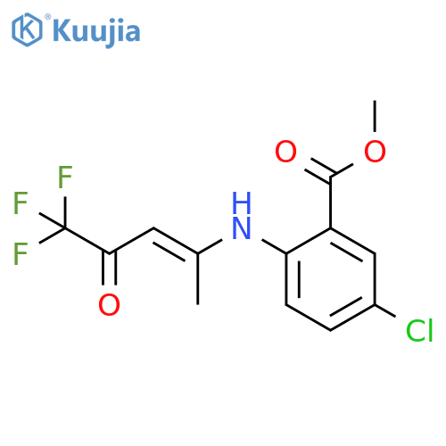 Methyl 5-chloro-2-{(E)-4,4,4-trifluoro-1-methyl-3-oxo-1-butenylamino}benzenecarboxylate structure
