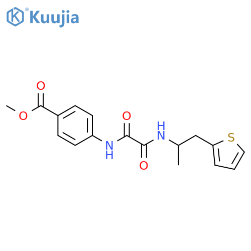 methyl 4-({1-(thiophen-2-yl)propan-2-ylcarbamoyl}formamido)benzoate structure