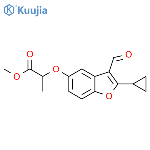 methyl 2-[(2-cyclopropyl-3-formyl-1-benzofuran-5-yl)oxy]propanoate structure