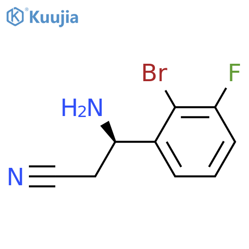(3R)-3-AMINO-3-(2-BROMO-3-FLUOROPHENYL)PROPANENITRILE structure
