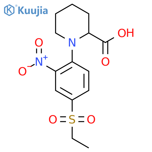 1-[4-(Ethylsulfonyl)-2-nitrophenyl]piperidine-2-carboxylic acid structure