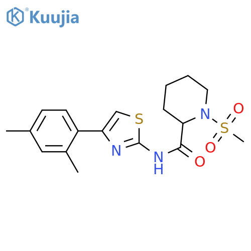 N-4-(2,4-dimethylphenyl)-1,3-thiazol-2-yl-1-methanesulfonylpiperidine-2-carboxamide structure