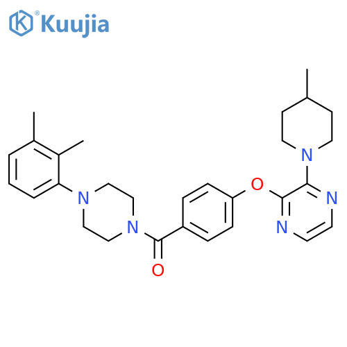 2-{4-[4-(2,3-dimethylphenyl)piperazine-1-carbonyl]phenoxy}-3-(4-methylpiperidin-1-yl)pyrazine structure