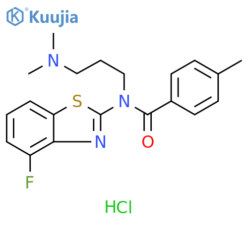 N-[3-(dimethylamino)propyl]-N-(4-fluoro-1,3-benzothiazol-2-yl)-4-methylbenzamide hydrochloride structure