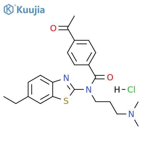 4-acetyl-N-[3-(dimethylamino)propyl]-N-(6-ethyl-1,3-benzothiazol-2-yl)benzamide hydrochloride structure