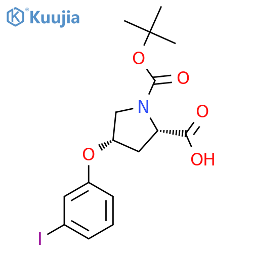 (2S,4S)-1-(Tert-butoxycarbonyl)-4-(3-iodophenoxy)-2-pyrrolidinecarboxylic acid structure