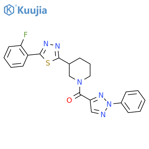 3-5-(2-fluorophenyl)-1,3,4-thiadiazol-2-yl-1-(2-phenyl-2H-1,2,3-triazole-4-carbonyl)piperidine structure