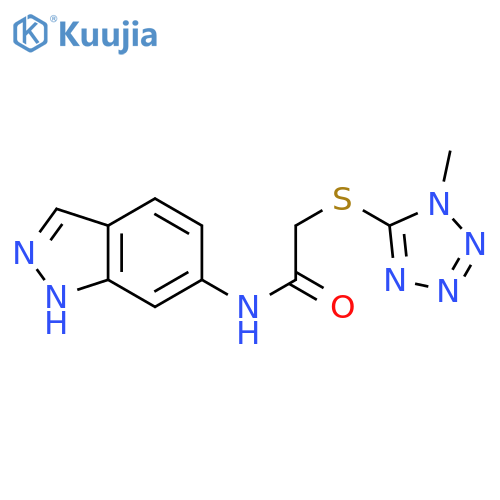 N-(1H-indazol-6-yl)-2-(1-methyl-1H-1,2,3,4-tetrazol-5-yl)sulfanylacetamide structure