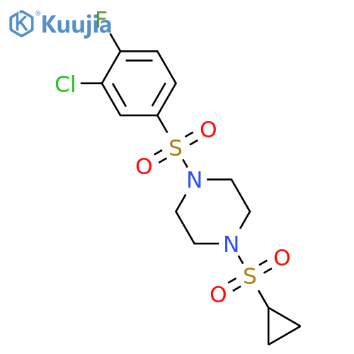 1-(3-chloro-4-fluorobenzenesulfonyl)-4-(cyclopropanesulfonyl)piperazine structure