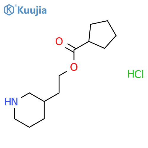 2-(3-Piperidinyl)ethyl cyclopentanecarboxylatehydrochloride structure