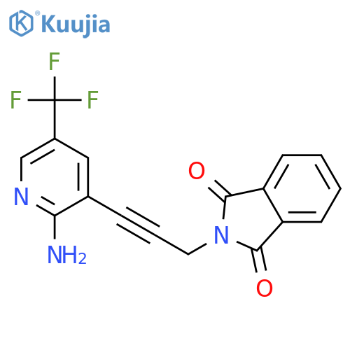 2-{3-[2-Amino-5-(trifluoromethyl)-3-pyridinyl]-2-propynyl}-1H-isoindole-1,3(2H)-dione structure