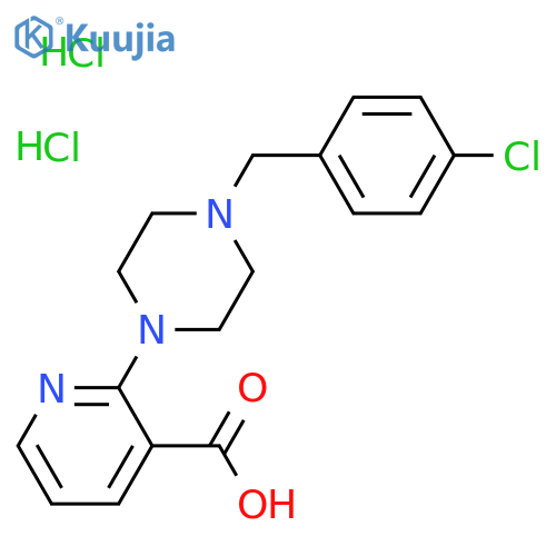 3-Pyridinecarboxylic acid, 2-[4-[(4-chlorophenyl)methyl]-1-piperazinyl]-, hydrochloride (1:2)  structure