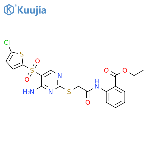 ethyl 2-[2-({4-amino-5-[(5-chlorothiophen-2-yl)sulfonyl]pyrimidin-2-yl}sulfanyl)acetamido]benzoate structure