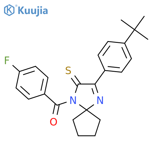 3-(4-tert-butylphenyl)-1-(4-fluorobenzoyl)-1,4-diazaspiro4.4non-3-ene-2-thione structure