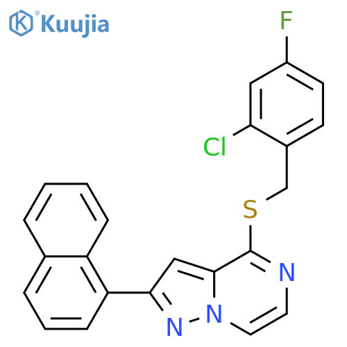 4-{[(2-chloro-4-fluorophenyl)methyl]sulfanyl}-2-(naphthalen-1-yl)pyrazolo[1,5-a]pyrazine structure