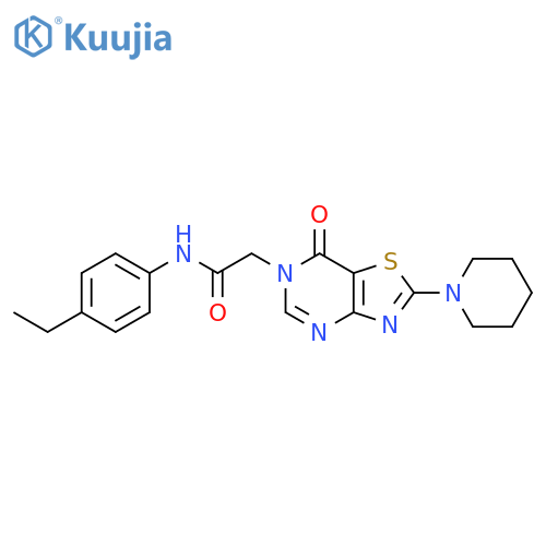 N-(4-ethylphenyl)-2-[7-oxo-2-(piperidin-1-yl)-6H,7H-[1,3]thiazolo[4,5-d]pyrimidin-6-yl]acetamide structure