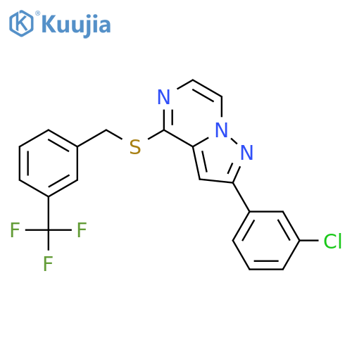 2-(3-chlorophenyl)-4-({[3-(trifluoromethyl)phenyl]methyl}sulfanyl)pyrazolo[1,5-a]pyrazine structure