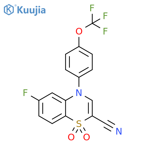 6-fluoro-1,1-dioxo-4-[4-(trifluoromethoxy)phenyl]-4H-1lambda6,4-benzothiazine-2-carbonitrile structure