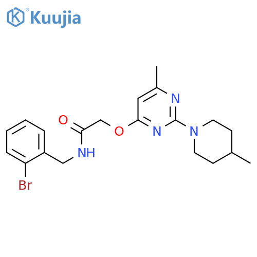 N-[(2-bromophenyl)methyl]-2-{[6-methyl-2-(4-methylpiperidin-1-yl)pyrimidin-4-yl]oxy}acetamide structure
