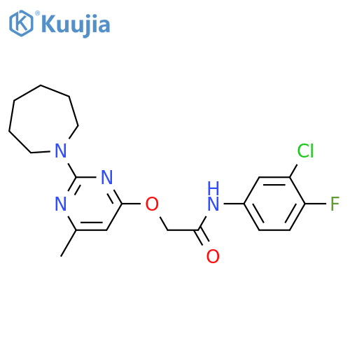 2-{[2-(azepan-1-yl)-6-methylpyrimidin-4-yl]oxy}-N-(3-chloro-4-fluorophenyl)acetamide structure