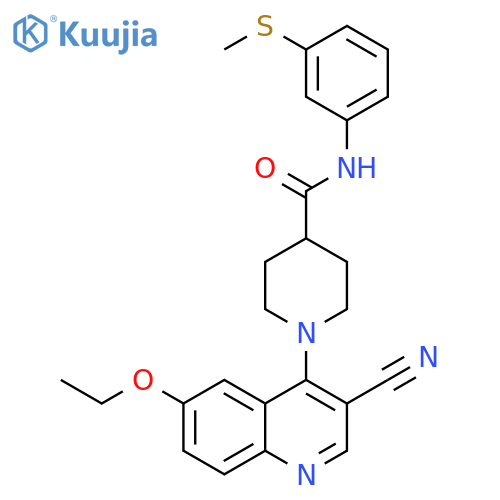 1-(3-cyano-6-ethoxyquinolin-4-yl)-N-[3-(methylsulfanyl)phenyl]piperidine-4-carboxamide structure