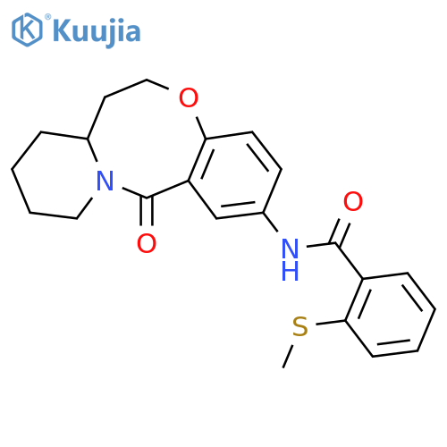 2-(methylsulfanyl)-N-{2-oxo-9-oxa-1-azatricyclo10.4.0.0^{3,8}hexadeca-3,5,7-trien-5-yl}benzamide structure