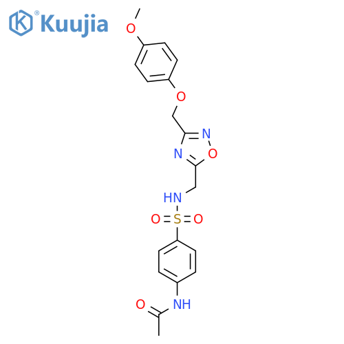N-{4-({3-(4-methoxyphenoxy)methyl-1,2,4-oxadiazol-5-yl}methyl)sulfamoylphenyl}acetamide structure