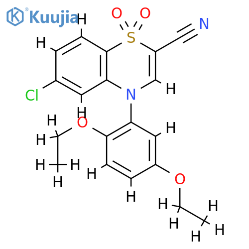 6-chloro-4-(2,5-diethoxyphenyl)-1,1-dioxo-4H-1lambda6,4-benzothiazine-2-carbonitrile structure