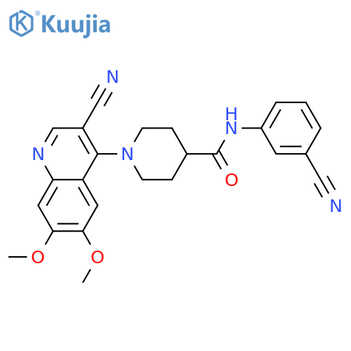 1-(3-cyano-6,7-dimethoxyquinolin-4-yl)-N-(3-cyanophenyl)piperidine-4-carboxamide structure