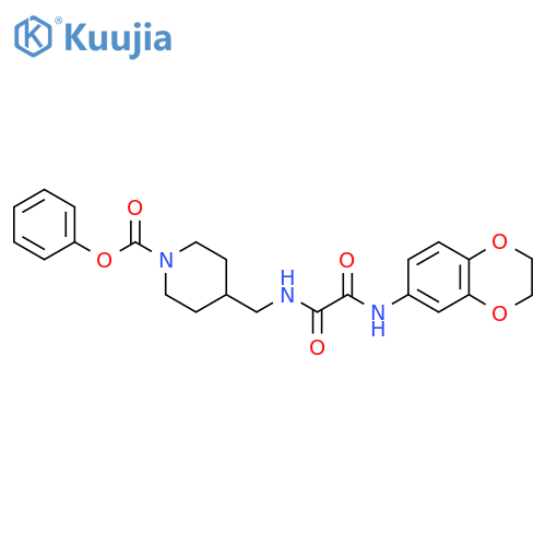 phenyl 4-({[(2,3-dihydro-1,4-benzodioxin-6-yl)carbamoyl]formamido}methyl)piperidine-1-carboxylate structure
