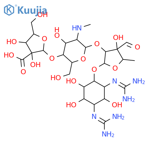 D-Streptamine,O-2-C-carboxypentofuranosyl-(1®4)-O-2-deoxy-2-(methylamino)-a-L-glucopyranosyl-(1®2)-O-5-deoxy-3-C-formyl-a-L-lyxofuranosyl-(1®4)-N,N'-bis(aminoiminomethyl)- (9CI) structure
