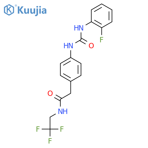 2-(4-{(2-fluorophenyl)carbamoylamino}phenyl)-N-(2,2,2-trifluoroethyl)acetamide structure