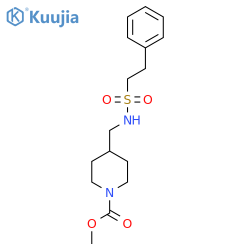 methyl 4-(2-phenylethanesulfonamido)methylpiperidine-1-carboxylate structure
