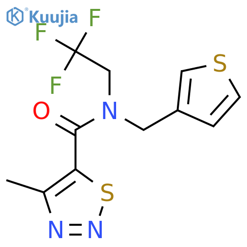 4-methyl-N-(thiophen-3-yl)methyl-N-(2,2,2-trifluoroethyl)-1,2,3-thiadiazole-5-carboxamide structure