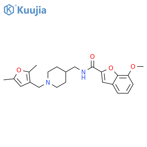 N-({1-(2,5-dimethylfuran-3-yl)methylpiperidin-4-yl}methyl)-7-methoxy-1-benzofuran-2-carboxamide structure