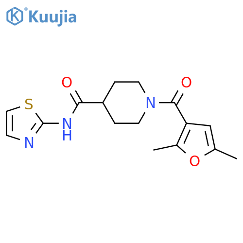 1-(2,5-dimethylfuran-3-carbonyl)-N-(1,3-thiazol-2-yl)piperidine-4-carboxamide structure