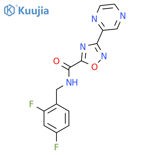 N-(2,4-difluorophenyl)methyl-3-(pyrazin-2-yl)-1,2,4-oxadiazole-5-carboxamide structure
