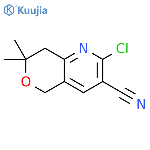 2-chloro-7,7-dimethyl-5H,7H,8H-pyrano4,3-bpyridine-3-carbonitrile structure