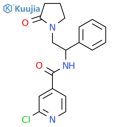 2-chloro-N-[2-(2-oxopyrrolidin-1-yl)-1-phenylethyl]pyridine-4-carboxamide structure