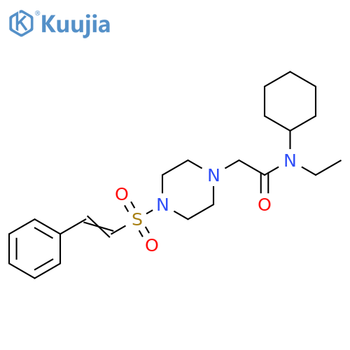 N-cyclohexyl-N-ethyl-2-[4-(2-phenylethenesulfonyl )piperazin-1-yl]acetamide structure