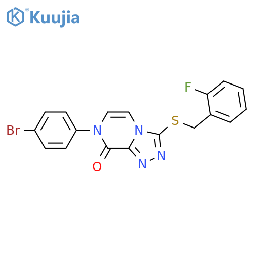 7-(4-bromophenyl)-3-{[(2-fluorophenyl)methyl]sulfanyl}-7H,8H-[1,2,4]triazolo[4,3-a]pyrazin-8-one structure