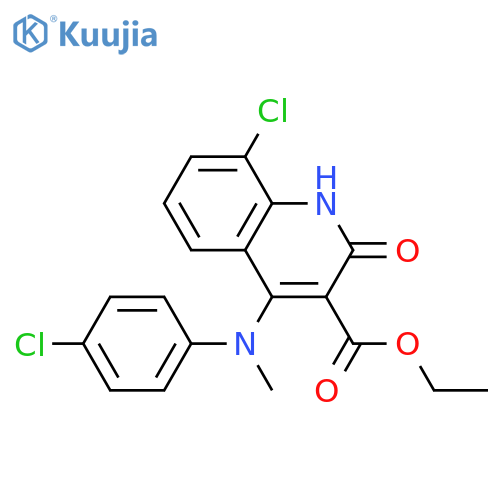 ethyl 8-chloro-4-{[(4-chlorophenyl)methyl]amino}-2-oxo-1,2-dihydroquinoline-3-carboxylate structure